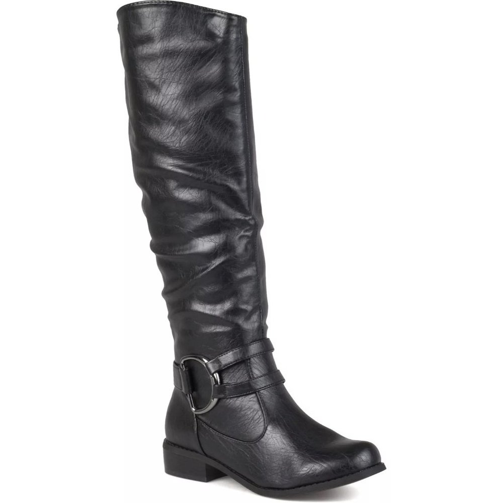 JOURNEE COLLECTION Charming-01 Boot Ring Accent Wide Calf Boots - Size 10 Black